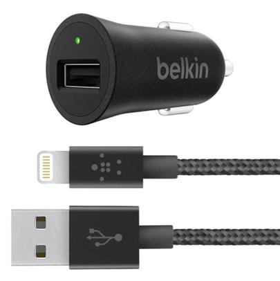 Belkin USB nabíječka do auta 2,4A/5V MIXIT Metallic + Lightning kabel - černá