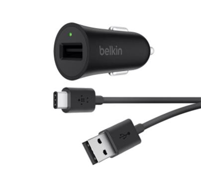 Belkin USB RYCHLOnabíječka do auta 18W Quick Charge, + USB-A to USB-C kabel 1,2m - černá