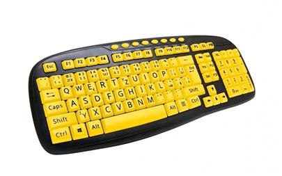 C-TECH klávesnice KB-103MS, kontrastní, černo-žlutá, multimediální, USB, CZ/SK