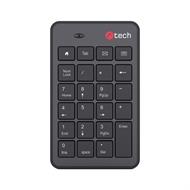 C-TECH klávesnice KBN-02W, bezdrátová, numerická, 23 kláves, USB slim black