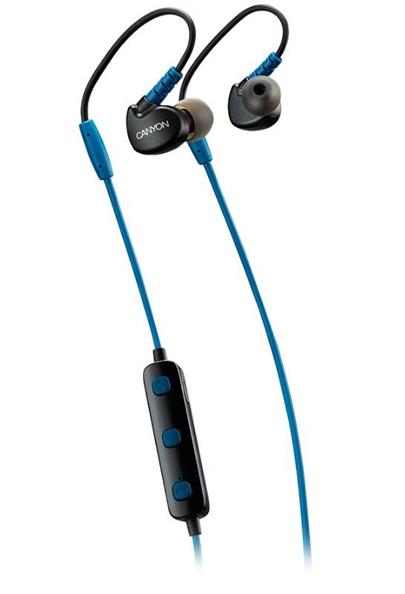 Canyon Bluetooth sport earphones with microphone, 0.3m cable, blue