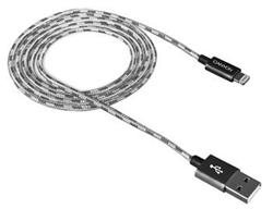 CANYON kabel Lightning USB pro Apple, pletený, kovový plášť, 1 metr, tmavě šedý