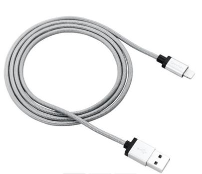 Canyon Lightning opletený nabíjecí & synchronizační MFI kabel s kovovými plášti konektorů , Apple certifikát, tmavě šedý