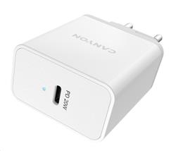 CANYON nabíjčka do sítě H-20, 1x USB-C, Power delivery, 20W, bílá