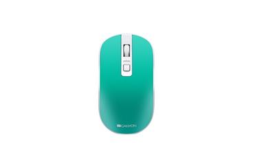 CANYON optická silent myš s bezdrátovým nabíjením, senzor Pixart, rozlišení 800/1200/1600 DPI. 4 tlačítka, modro-zelená