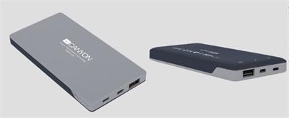 CANYON powerbanka 10000 mAh, 2*5V/1.5-2.2A (micro-USB + Lightning) a USB output 5V/2A (max.), tmavě šedá
