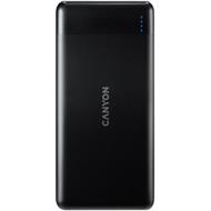 CANYON powerbanka PB-107B PD/QC3.0,10000mAh Li-pol, Input 5/9/12V (MicroUSB/USB-C),Output 5/9/12V (USB-A+USB-C),černá