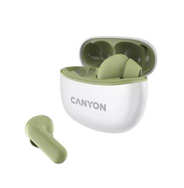 CANYON TWS-5 BT sluchátka s mikrofonem, BT V5.3 JL 6983D4, pouzdro 500mAh+40mAh, olivová
