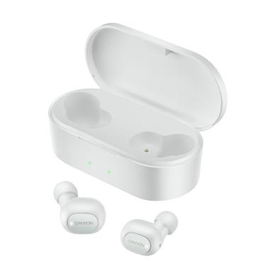 CANYON TWS Bluetooth sportovní sluchátka s mikrofonem, BT V5, nabíjecí pouzdro 800mAh, bílá