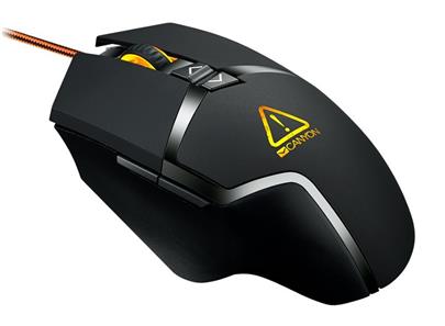 CANYON Wired gaming mouse programmable, Sunplus 189E2 IC sensor, DPI up to 4800 adjustable by software, Black rubber