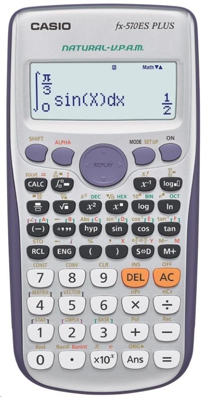 CASIO kalkulačka FX 570ES PLUS, stříbrná, školní, dvouřádková