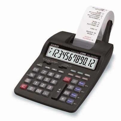 CASIO kalkulačka HR 150 TEC, černá, přenosná stolní kalkulačka s tiskem,dvanáctimístná