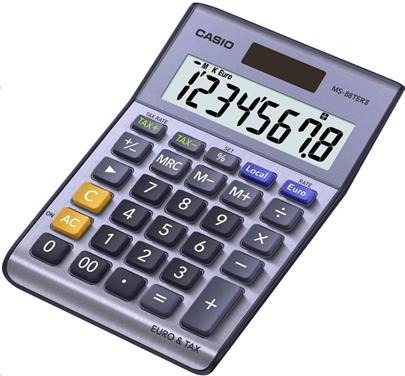 CASIO kalkulačka MS 88 TER II, stříbrná, stolní, osmimístná