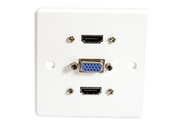 Čelo zásuvky 2x HDMI, VGA, plast, bílé