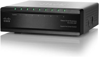 Cisco SG200-08P 8-port Gigabit Smart Switch, PoE 32W/4 port