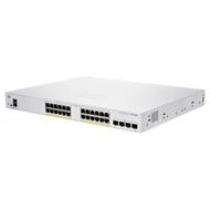 Cisco switch CBS350-24P-4X-UK, 24xGbE RJ45, 4x10GbE SFP+, fanless, PoE+, 195W - REFRESH