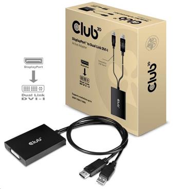 Club3D Adaptér aktivní DisplayPort na Dual Link DCI-I, USB napájení, 60cm