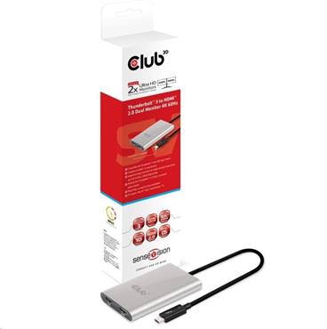 Club3D Adaptér Thunderbolt 3 na 2x HDMI