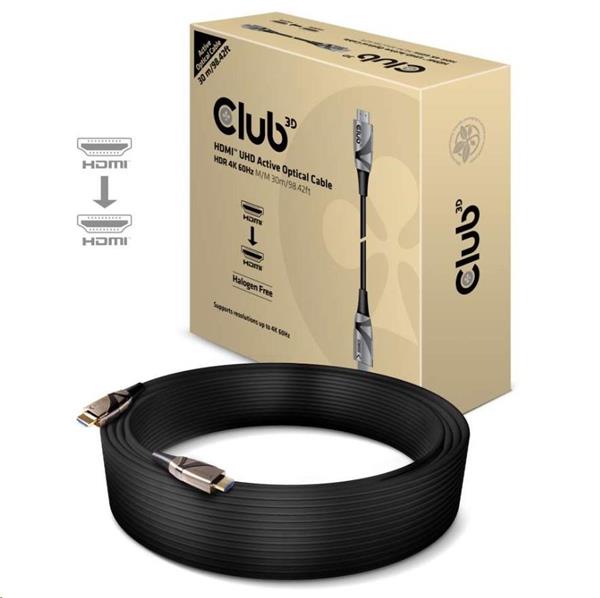 Club3D Kabel hybridní optický HDMI 2.0, Ultra High Speed,(M/M), 30m