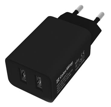 COLORWAY 2x USB/ síťová nabíječka/ 10W/ 100V-240V/ Černá