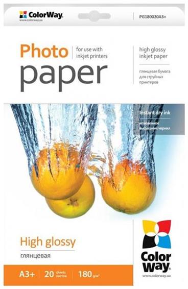 COLORWAY fotopapír/ high glossy 180g/m2, A3+/ 20 kusů