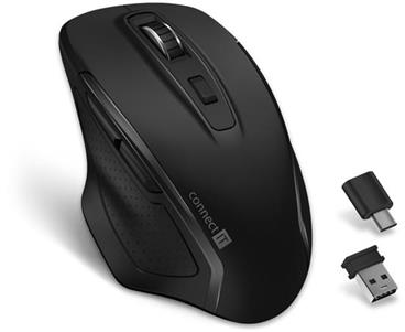 CONNECT IT Dual SmartSwitch bezdrátová myš, USB-A + C, ČERNÁ (+1x AA baterie zdarma)