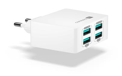 CONNECT IT Fast Charge nabíjecí adaptér 4×USB-A, 4,8A, bílý