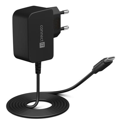 CONNECT IT InWallz SNAKE nabíjecí adaptér s kabelem USB-C, 2,4A, černý