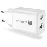 CONNECT IT Wanderer2 GaN nabíjecí adaptér 1×USB-C + 1xUSB-A, 33W PD, BÍLÝ