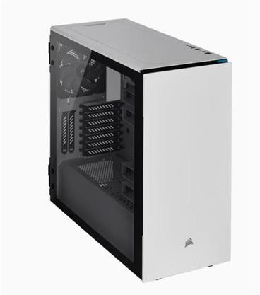 CORSAIR Carbide 678C Low Noise Tempered Glass ATX White PC Case, bíly bez zdroje, 2x USB3, audio