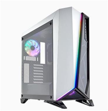 CORSAIR Carbide Series SPEC-OMEGA RGB Tempered Glass Mid-Tower Gaming PC Case, White bez zdroje, bílý, 2x USB 3.0, audio