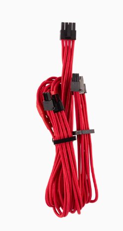 Corsair Premium Individually Sleeved Split PCIe cable (2 connectors), Type 4 (Generation 4), Červená