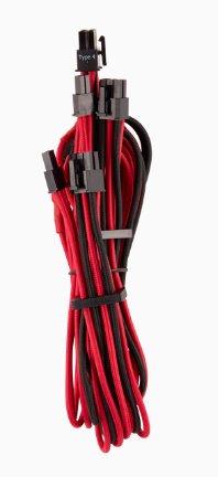 Corsair Premium Premium Individually Sleeved Split PCIe cable (2 connectors), Type 4 (Generation 4), Červená/Černá