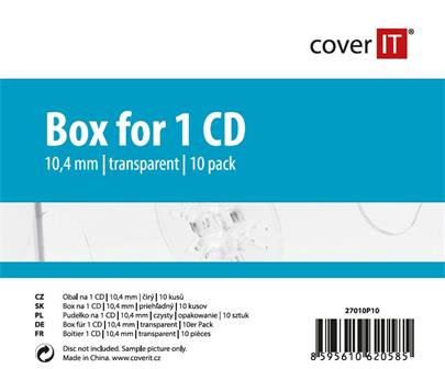 COVER IT Krabička na 1 CD 10mm jewel box + tray čirý 10ks/bal