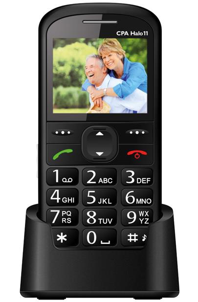 CPA mobilní telefon pro seniory HALO 11/ 2,4" barevný display/ SOS tlačítko/ vestavěná svítilna/ FM rádio/ černý