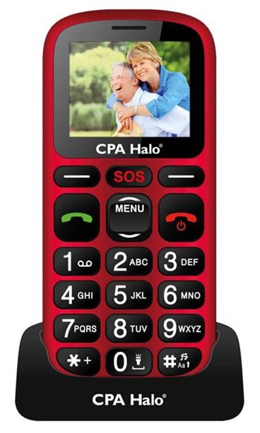 CPA mobilní telefon pro seniory HALO 16 1,77" barevný display/ SOS tlačítko/ vestavěná svítilna/ FM rádio/ červený