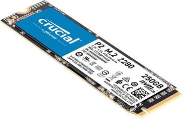 Crucial SSD P2 250GB 3D NAND PCIe NVMe Gen3 M.2 (čtení/zápis: 2100/1150MB/s; 170/260K IOPS)