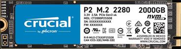 Crucial SSD P2 2TB 3D NAND PCIe NVMe Gen3 M.2 (čtení/zápis: 2400/1900MB/s)