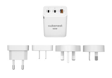 Cubenest Cestovní PD GaN Adaptér 65W S3D1 - (2× USB-C až 65 W, 1× USB-A až 60 W), přepěťová a podpěťová ochrana