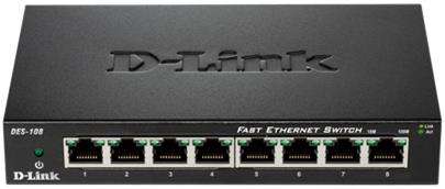 D-Link DES-108/E 8-port 10/100 Metal Housing Unmanaged Desktop Switch