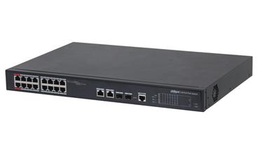 DAHUA PoE L2 switch 16x 100Mb + 2x 1Gb/SFP, 16x PoE 802.3af/at/Hi-PoE <60W, celkem PoE 240W
