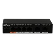 DAHUA PoE switch 6x 100Mb, 4x PoE 802.3af/at/Hi-PoE <60W, celkem PoE 60W, extend mód 10Mb/s do 250m