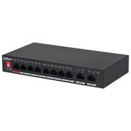 DAHUA PoE switch 8x 100Mb + 2x GbE, 1x PoE 90W 802.3bt + 7x PoE 802.3at, celkem PoE 96W, extend mód 10Mb@250m