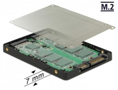Delock 2.5” Converter SATA 22 pin > 2 x M.2 with RAID with Enclosure