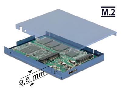 Delock 2.5” konvertor USB 3.1 Micro-B samice > M.2 + mSATA s pouzdrem 9,5 mm