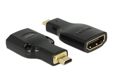 Delock Adaptér High Speed HDMI s Ethernetem – HDMI Micro-D samec > HDMI-A samice 4K černý