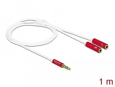 Delock Adaptér sluchátek z 1 x 3,5 mm 4 pinového stereofonního zástrčkového konektoru na 2 x 3,5 mm 4 pinový stereofonní