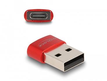 Delock Adaptér USB 2.0, ze zástrčkového konektoru USB Typu-A na zásuvkový konektor USB Type-C™, červená