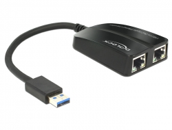 Delock Adapter USB 3.0 > 2 x Gigabit LAN 10/100/1000 Mb/s