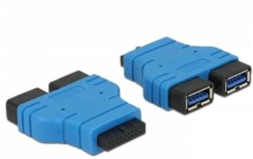 Delock adaptér USB 3.0 pin konektor samice > 2 x USB 3.0 Type-A samice – paralelní